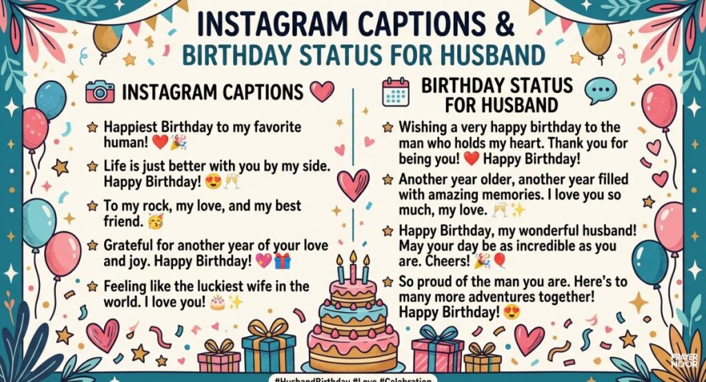 Instagram Captions and Birthday Status for Husband